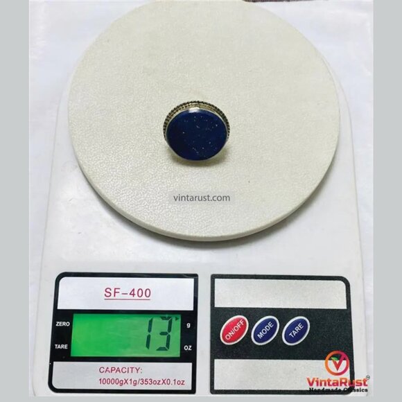 Round Lapis Lazuli Stone Ring: Unisex Gemstone Ring For Gift - Picture 6 of 6